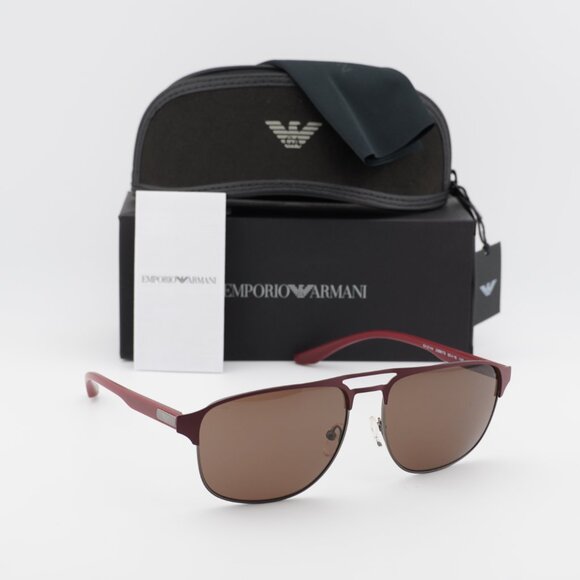 Emporio Armani EA2144 336673 Sunglasses Burgundy Rectangle Frame, Brown Lenses - Picture 11 of 11